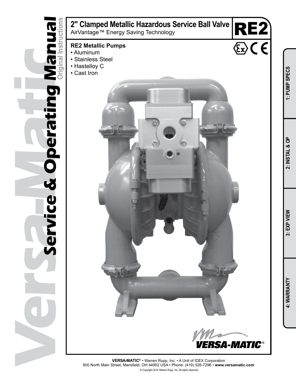 Versa-Matic 2 Clamped Metallic Hazardous Service Ball Valve (RE2) User Manual | 30 pages