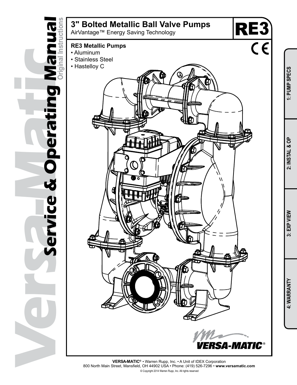 Versa-Matic 3 Bolted Metallic Ball Valve Pumps (RE3) User Manual | 29 pages