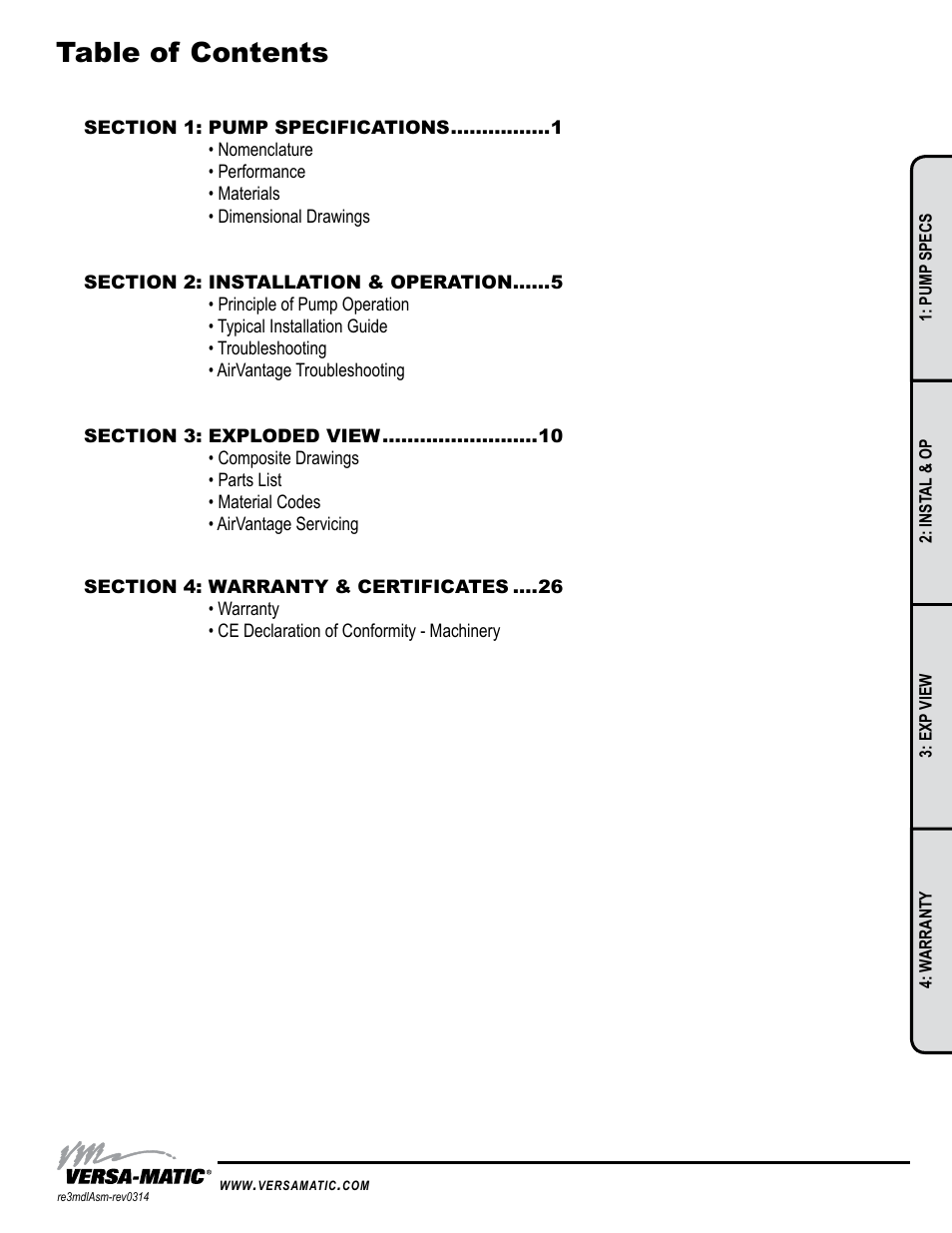 Versa-Matic 3 Bolted Metallic Ball Valve Pumps (RE3) User Manual | Page 3 / 29