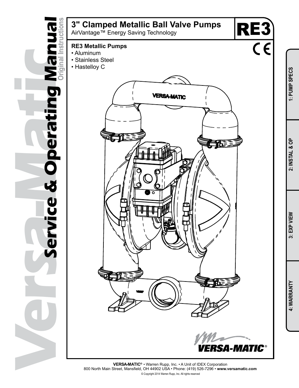 Versa-Matic 3 Clamped Metallic Ball Valve Pumps (RE3) User Manual | 29 pages