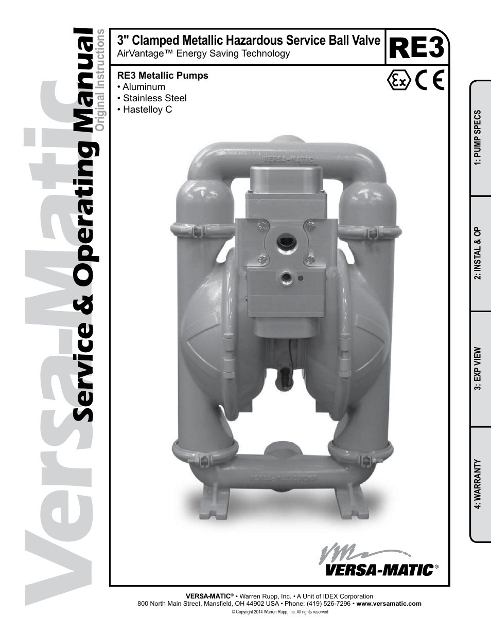Versa-Matic 3 Clamped Metallic Hazardous Service Ball Valve (RE3) User Manual | 31 pages