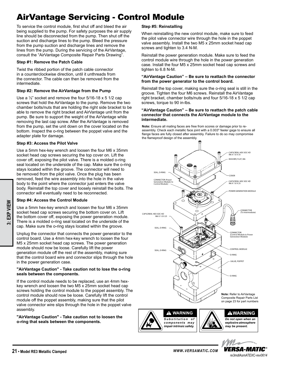 Airvantage servicing - control module, Exp view | Versa-Matic 3 Clamped Metallic Hazardous Service Ball Valve (RE3) User Manual | Page 24 / 31