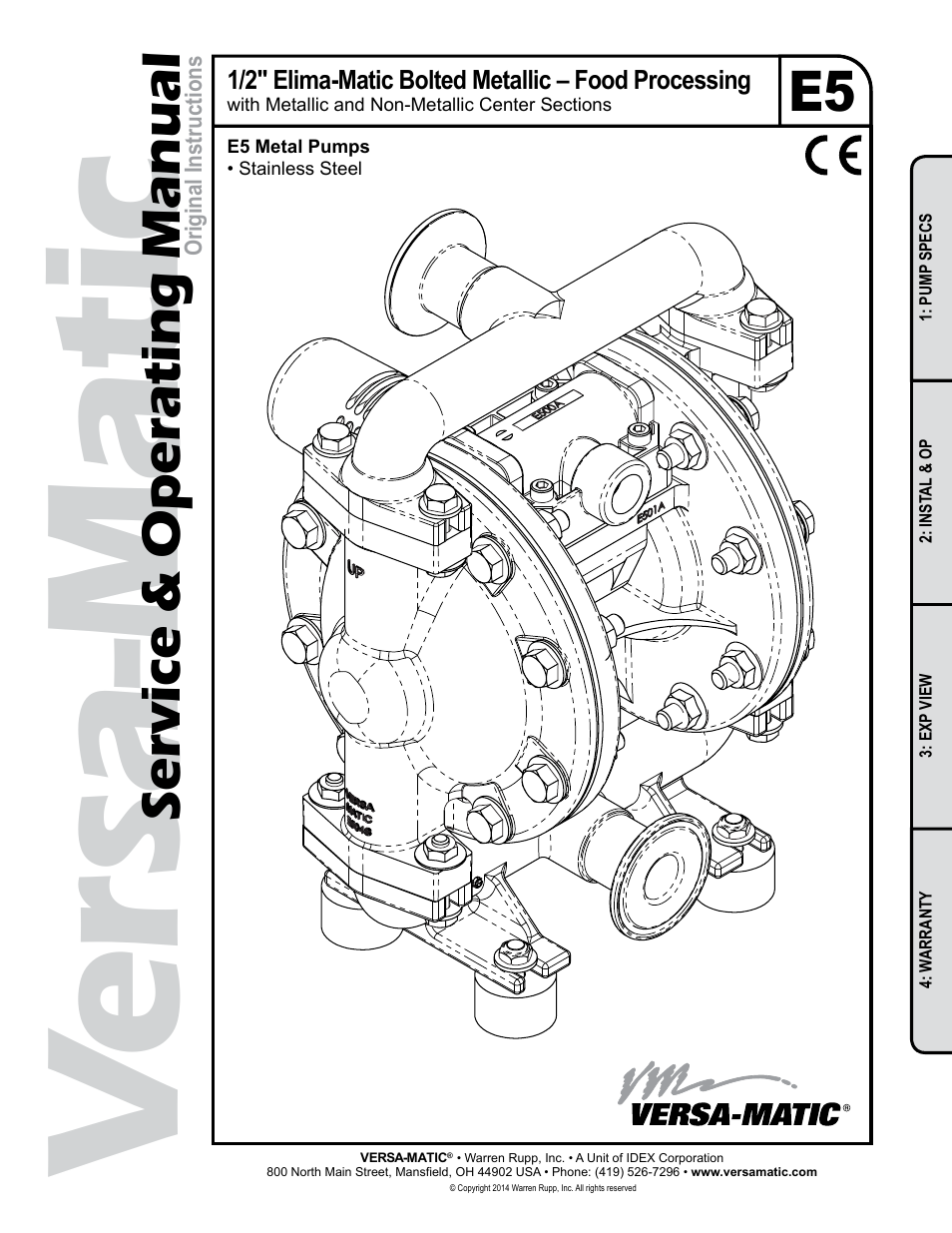 Versa-Matic 1/2 Elima-Matic Bolted Metallic – Food Processing (E5) User Manual | 14 pages