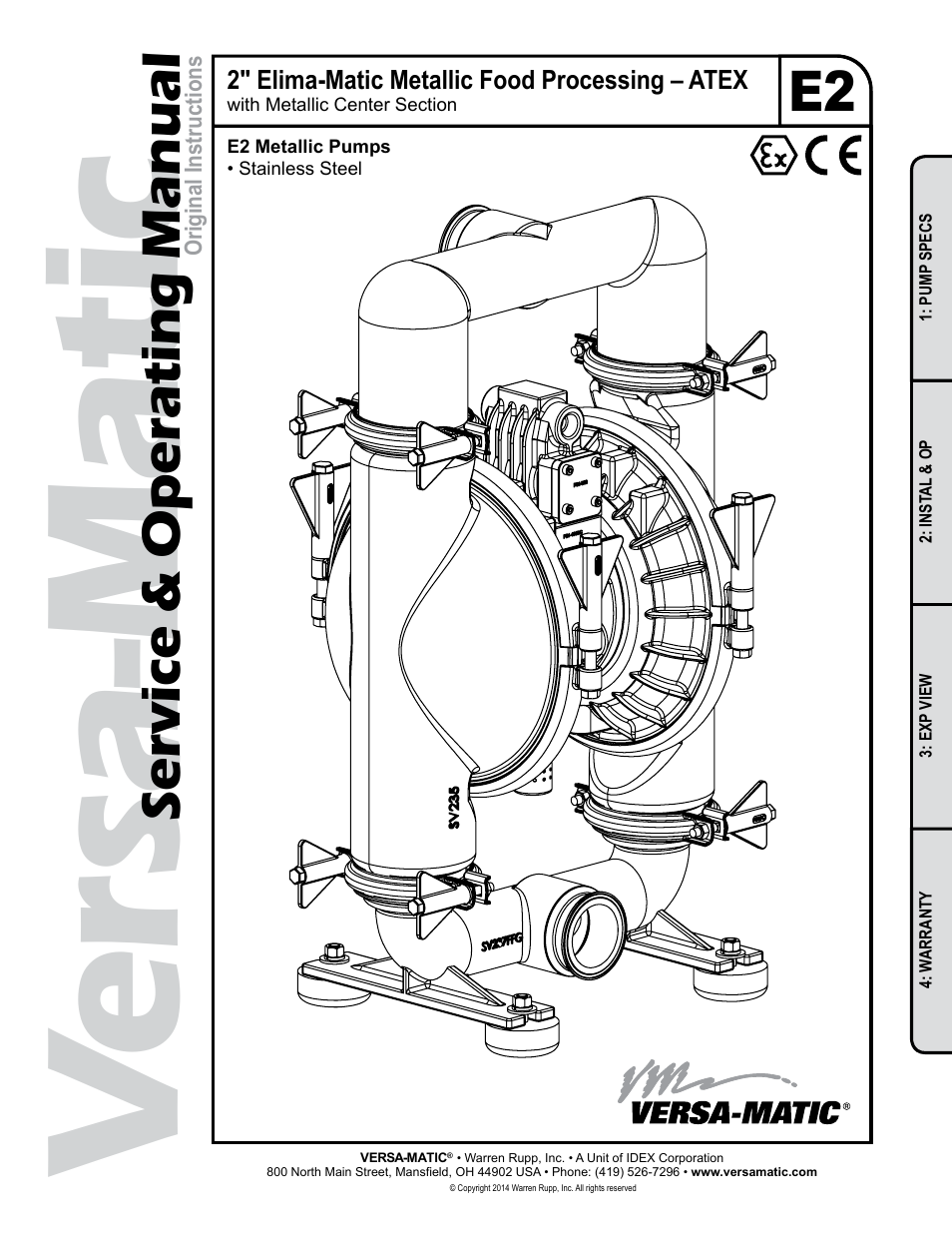 Versa-Matic 2 Elima-Matic Metallic Food Processing – ATEX (E2) User Manual | 17 pages