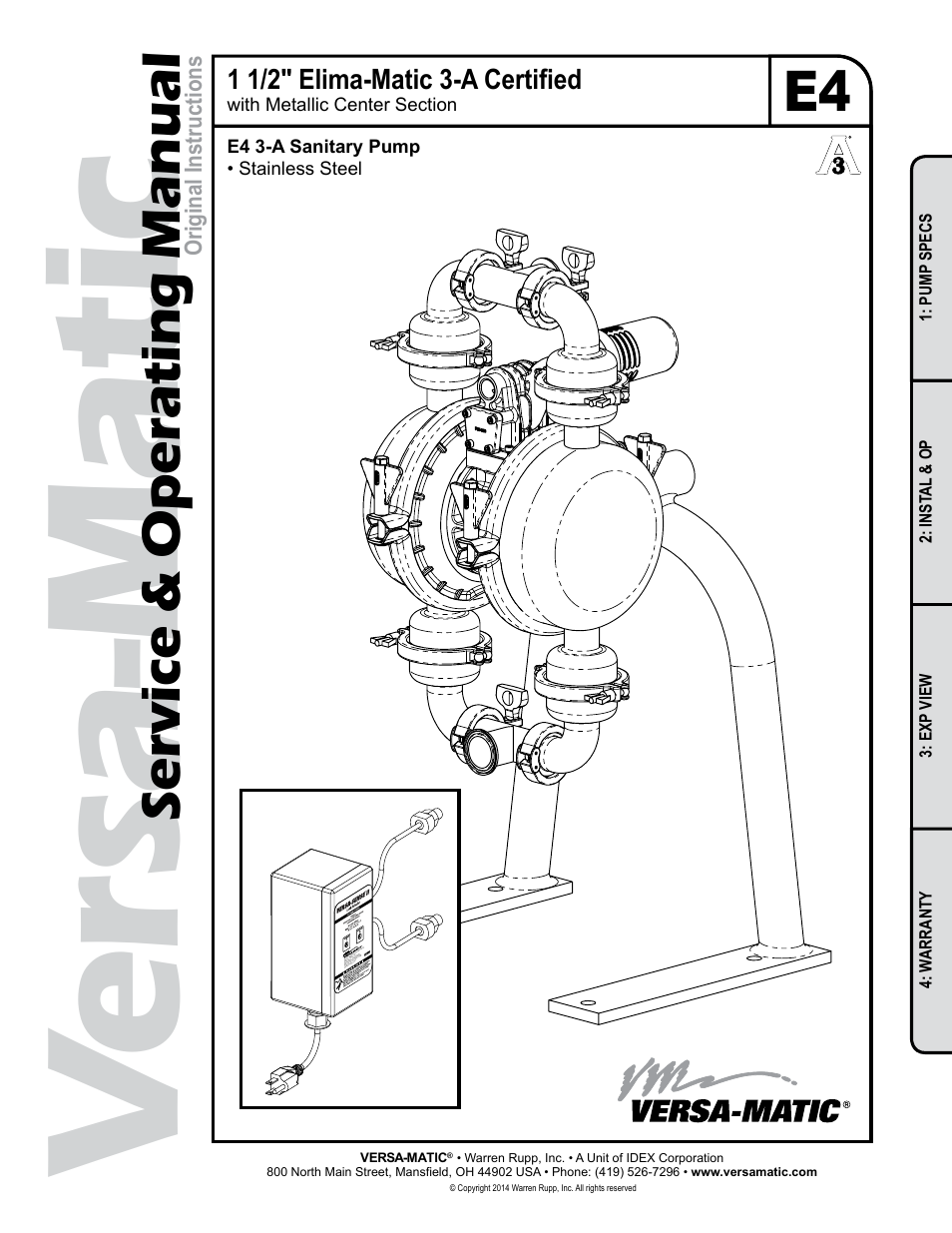 Versa-Matic 1 1/2 Elima-Matic 3-A Certified (E4) User Manual | 14 pages
