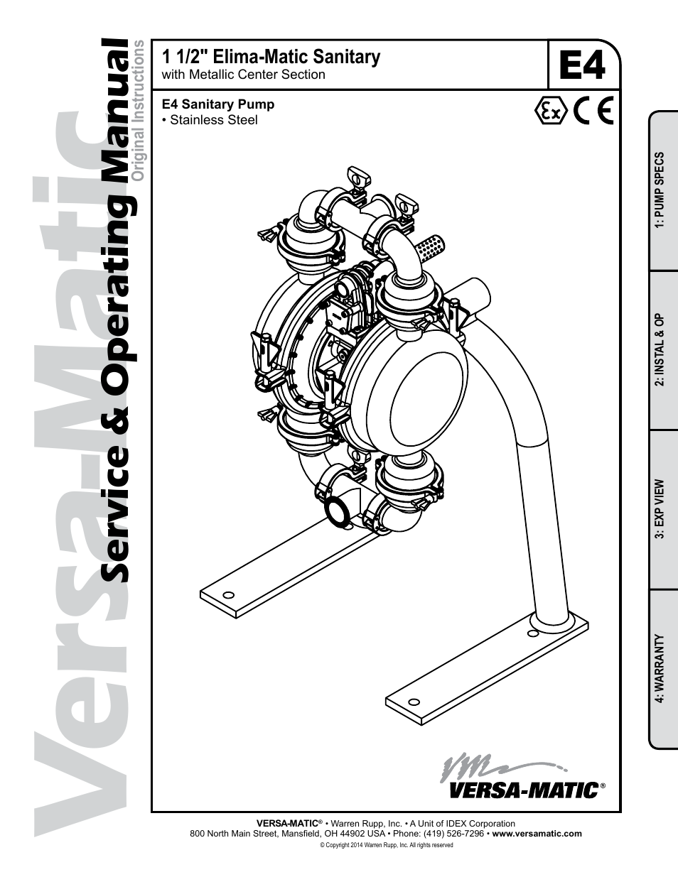 Versa-Matic 1 1/2 Elima-Matic Sanitary (E4) User Manual | 15 pages