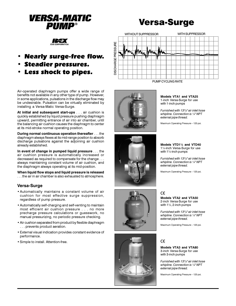 Versa-surge | Versa-Matic Versa-Surge Surge Suppressors for Air-Driven Diaphragm Pumps Metallic User Manual | Page 2 / 9