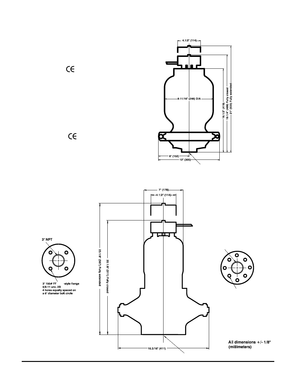 Model vta2, Model vta50, Model vta3 | Model vta80 | Versa-Matic Versa-Surge Surge Suppressors for Air-Driven Diaphragm Pumps Metallic User Manual | Page 6 / 9