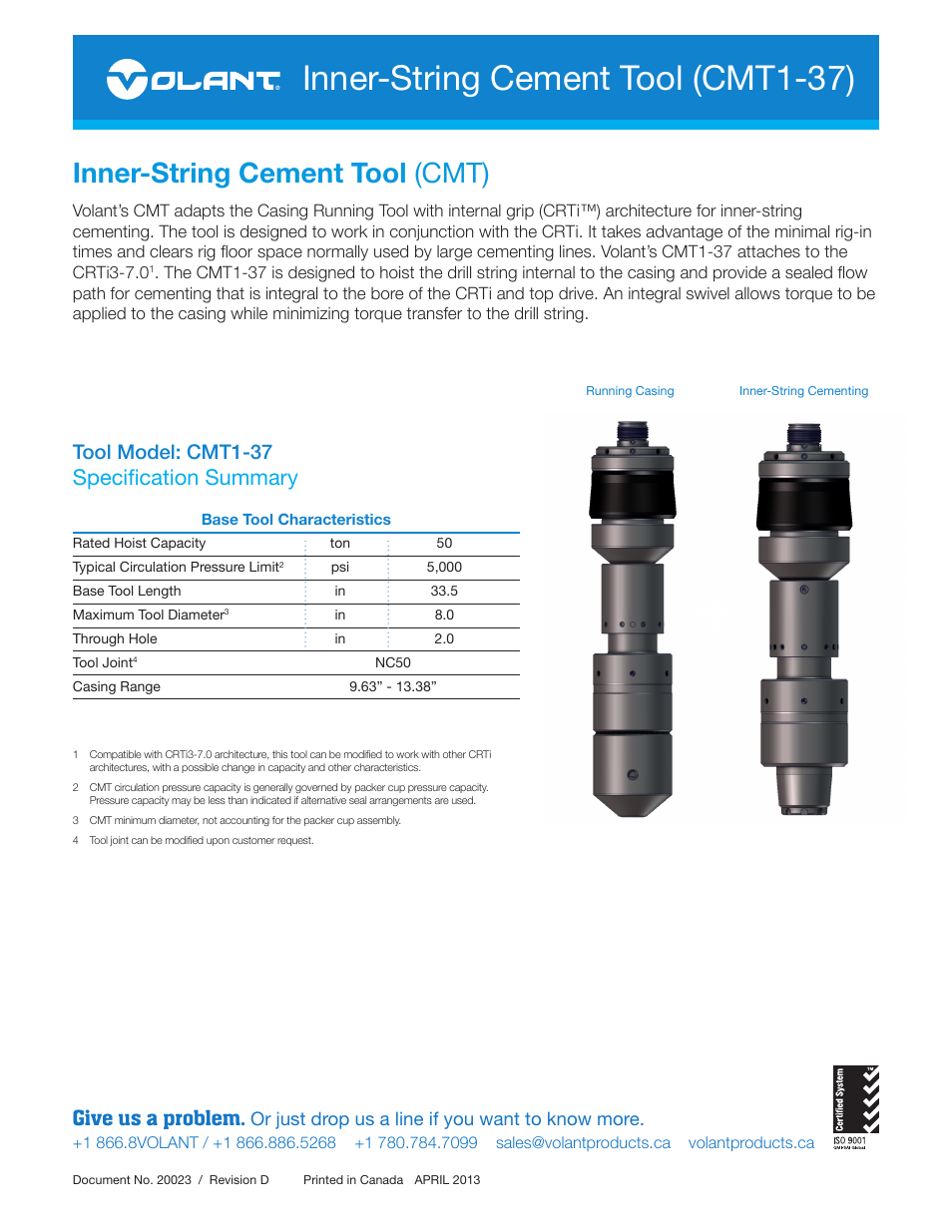 Volant CMT1-37 User Manual | 1 page