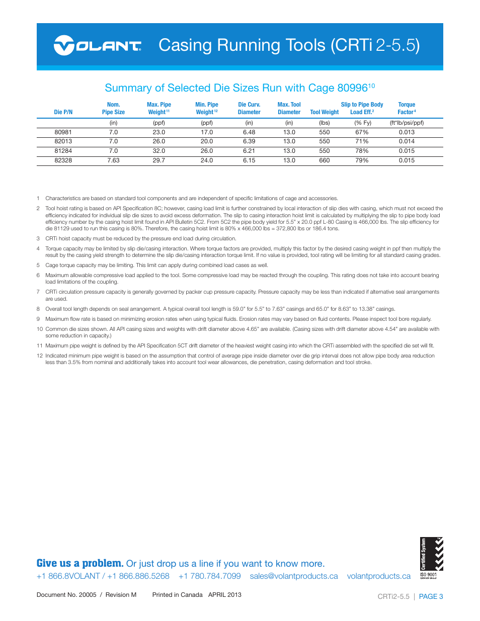 Casing running tools (crti, Give us a problem, Or just drop us a line if you want to know more | Volant CRTi2-5.5 User Manual | Page 3 / 4