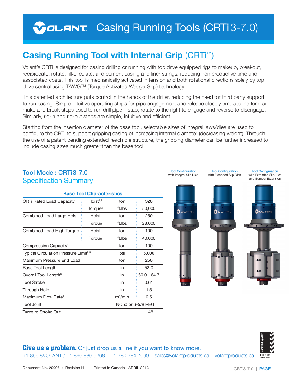 Volant CRTi3-7.0 User Manual | 3 pages