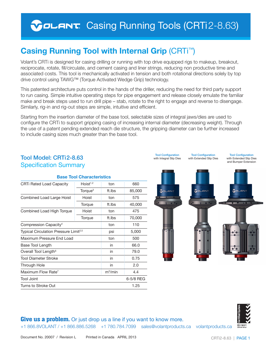 Volant CRTi2-8.63 User Manual | 3 pages