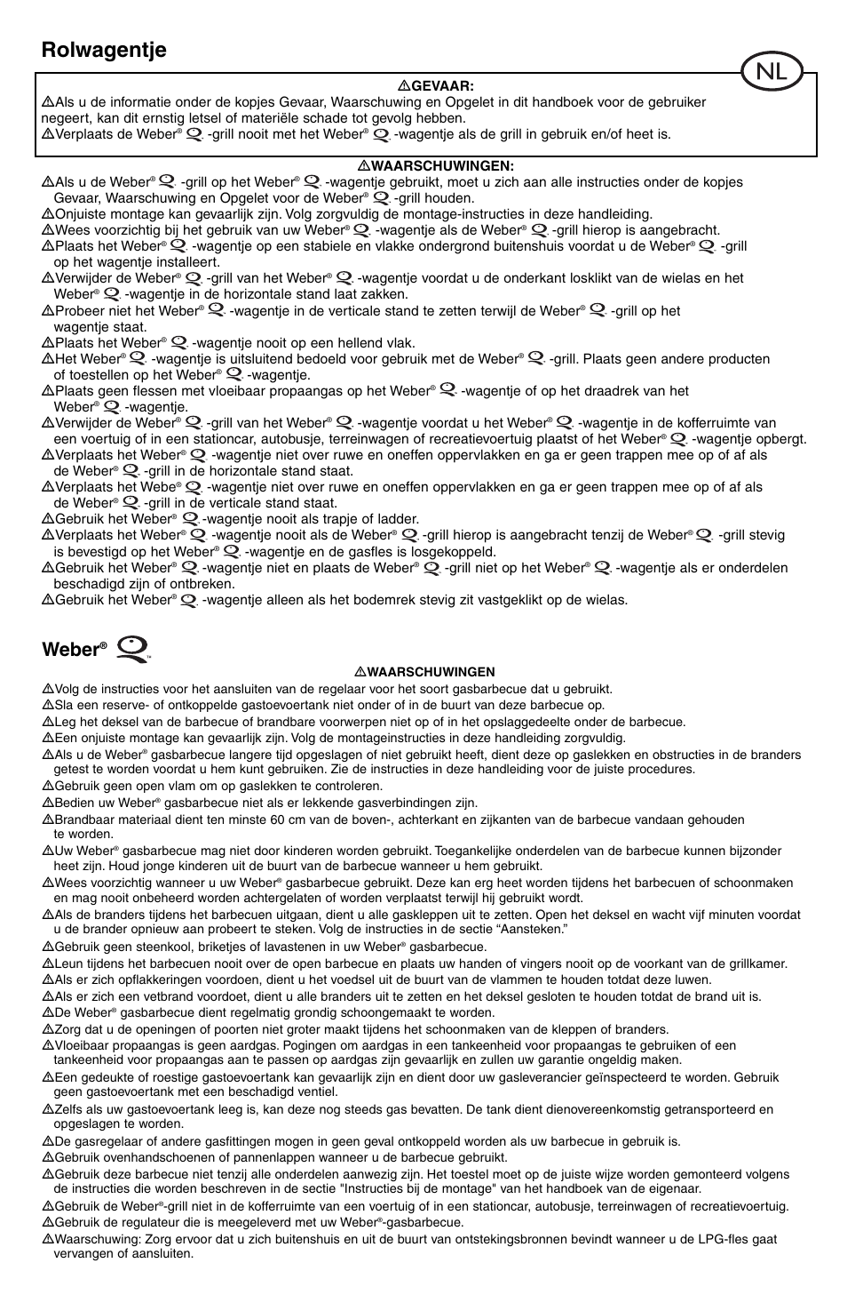 Rolwagentje, Weber | weber Rollwagen Standard klappbar User Manual | Page 11 / 32