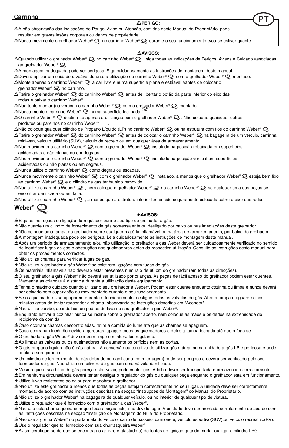Carrinho, Weber | weber Rollwagen Standard klappbar User Manual | Page 12 / 32