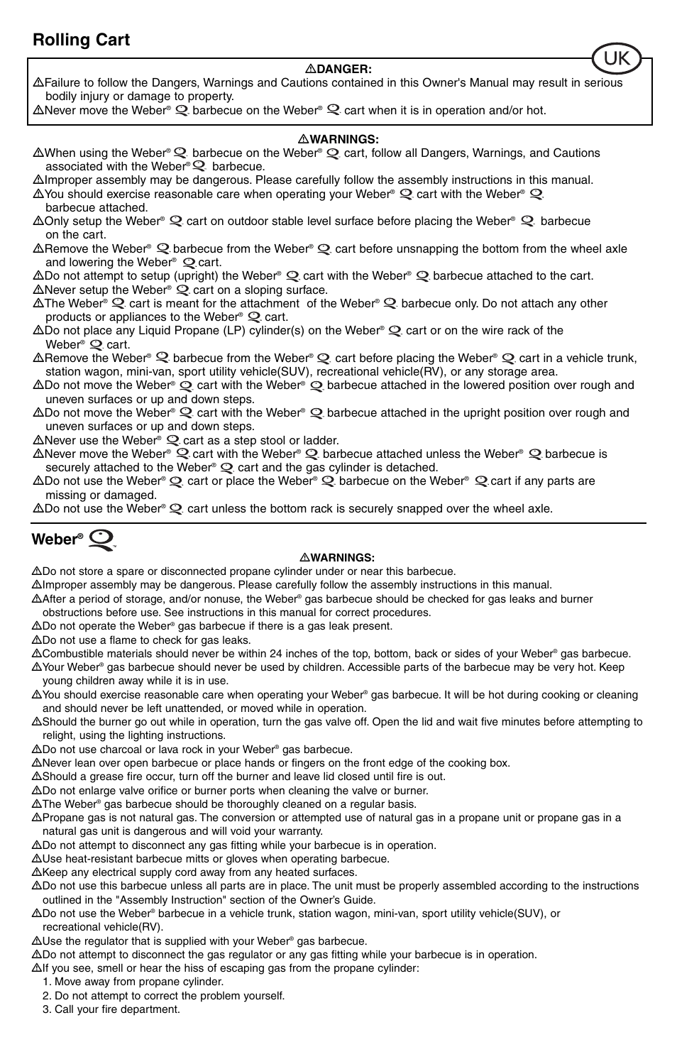 Rolling cart, Weber | weber Rollwagen Standard klappbar User Manual | Page 2 / 32