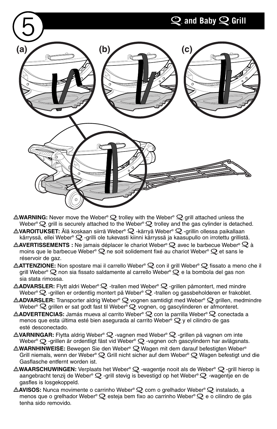 A) (b) (c), And baby grill | weber Rollwagen Standard klappbar User Manual | Page 24 / 32