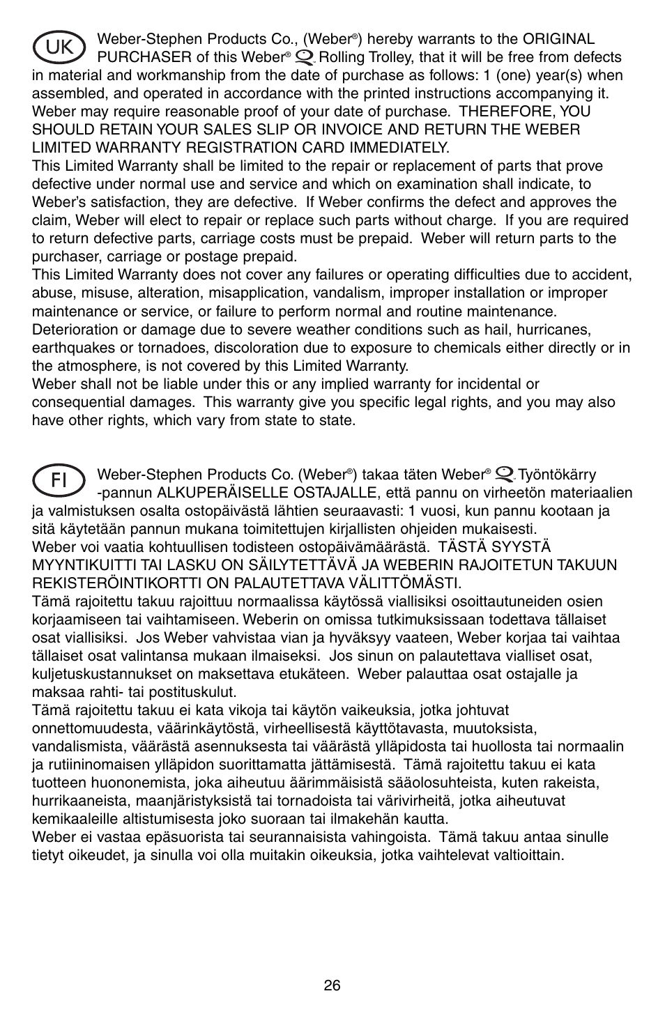 weber Rollwagen Standard klappbar User Manual | Page 26 / 32