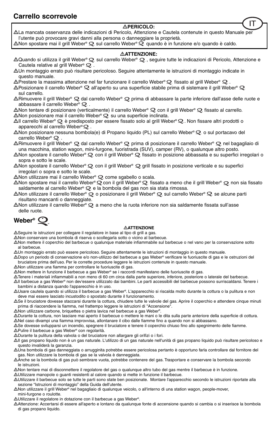 Carrello scorrevole, Weber | weber Rollwagen Standard klappbar User Manual | Page 5 / 32