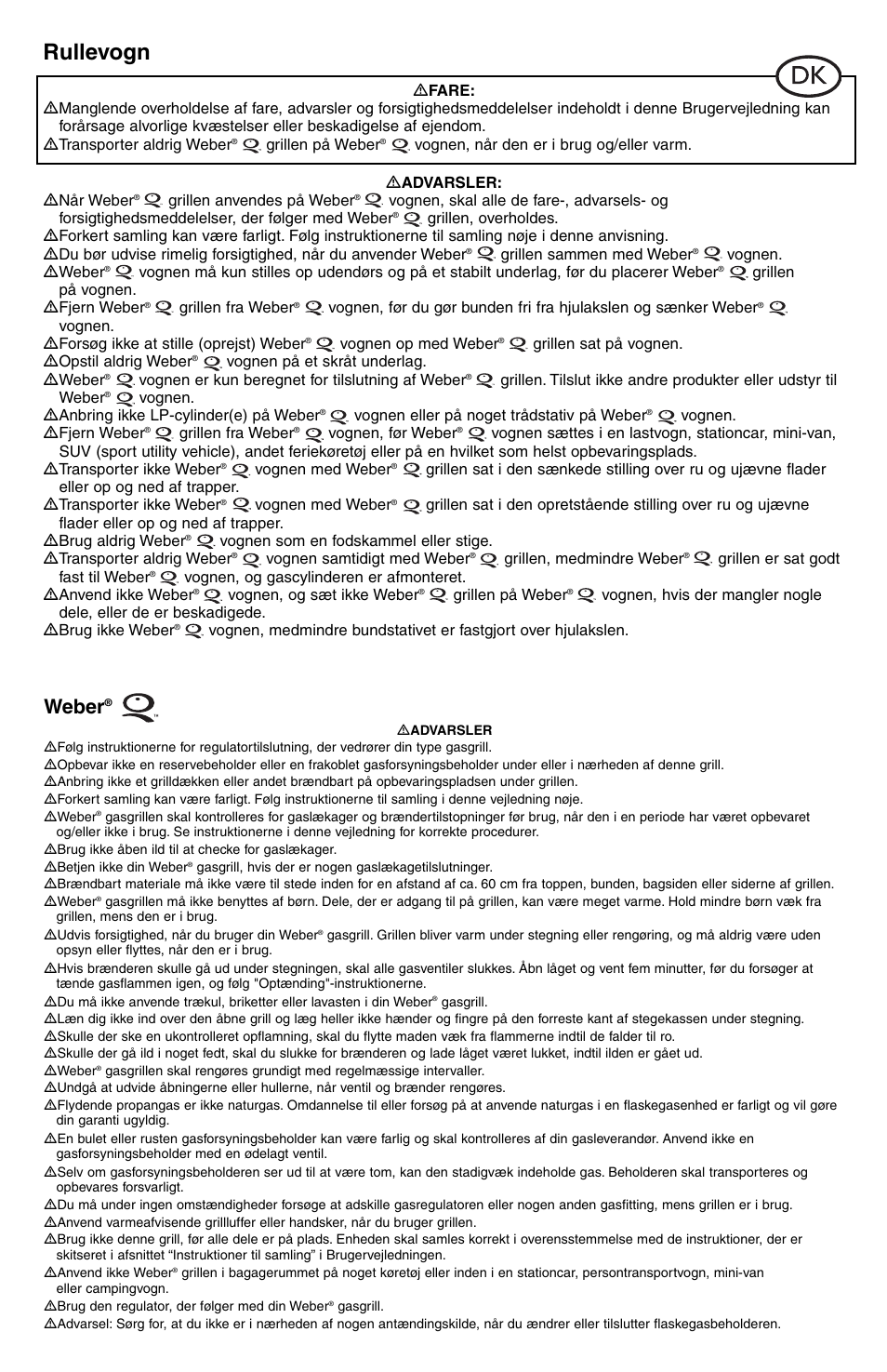 Rullevogn, Weber | weber Rollwagen Standard klappbar User Manual | Page 7 / 32