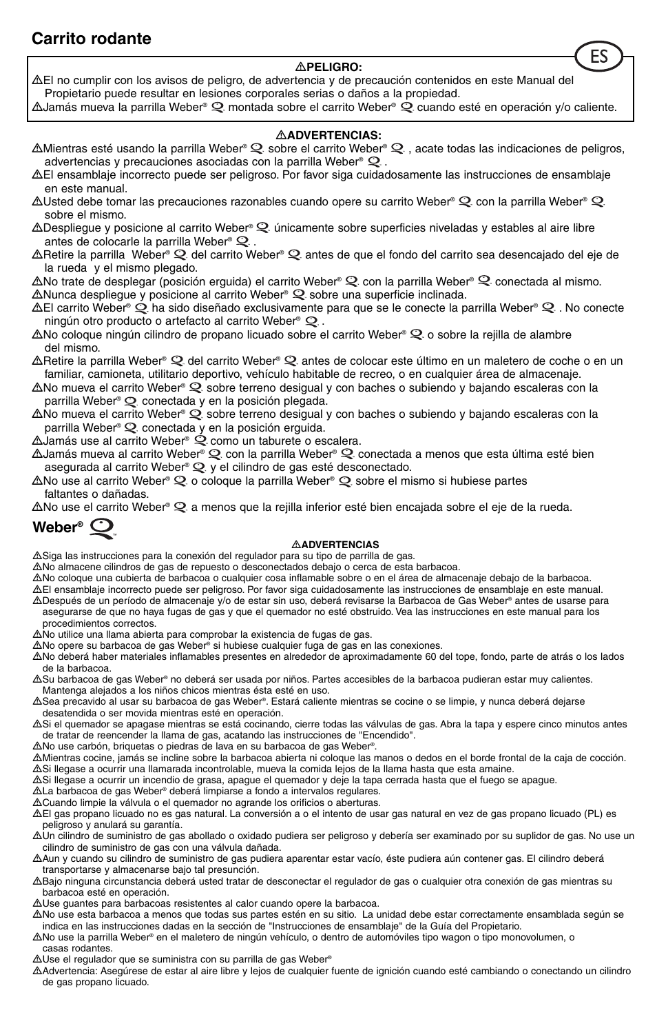 Carrito rodante, Weber | weber Rollwagen Standard klappbar User Manual | Page 8 / 32