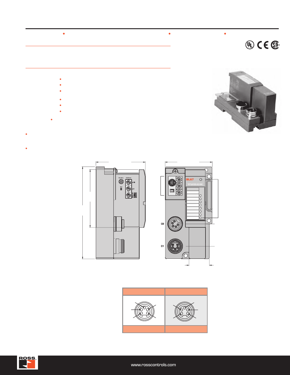 Devicenet gateway, Turck modular industrial i/o system bl 67 | Ross Controls TURCK MODULAR I User Manual | Page 21 / 48