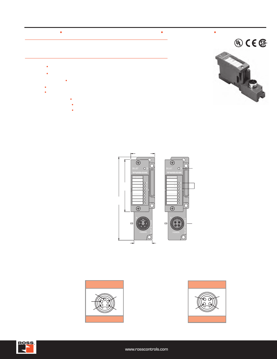 Power feeding module, Turck modular industrial i/o system bl 67, Bl67-pf-24vdc | Ross Controls TURCK MODULAR I User Manual | Page 43 / 48