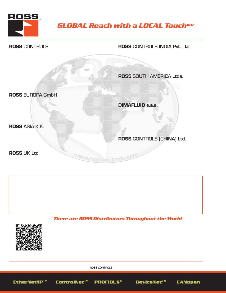 Global locations, Global reach with a local touch, Ross controls | Ross europa gmbh, Ross asia k.k, Ross uk ltd, Ross controls india pvt. ltd, Ross south america ltda, Dimafluid s.a.s, Ross controls (china) ltd | Ross Controls TURCK MODULAR I User Manual | Page 48 / 48
