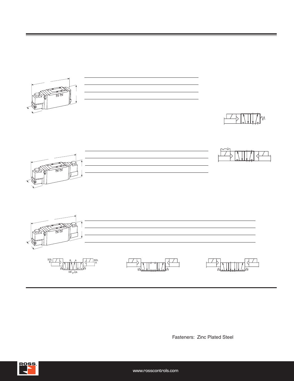 Series w65 spool and sleeve valves, 5/2 valves – single solenoid pilot, 5/3 valves – double solenoid pilot | 5/2 valves – double solenoid pilot | Ross Controls ROSS MODULAR I User Manual | Page 13 / 56