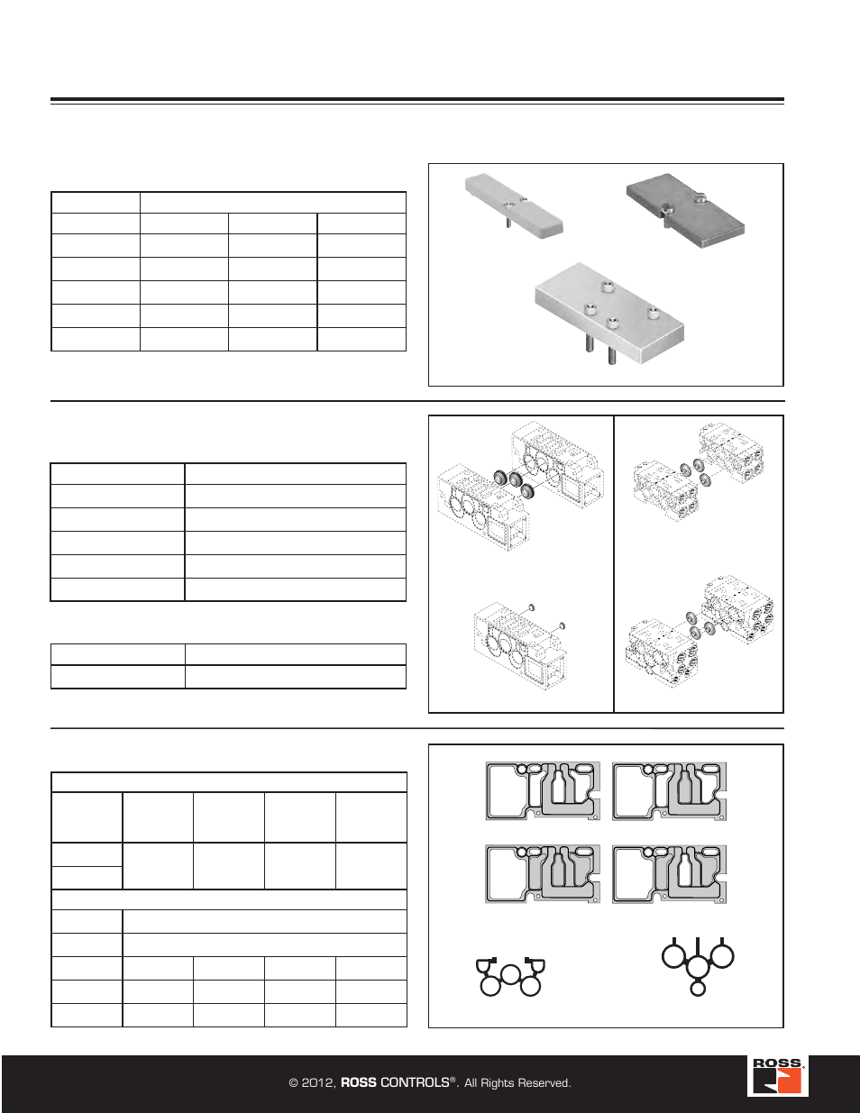 Accessories, Blank stations, port isolation, gaskets, Manifold port isolation kits | Blank station kits, Manifold to manifold gasket kits, Main galley (1, 3, 5) pilot galley | Ross Controls ROSS MODULAR I User Manual | Page 24 / 56