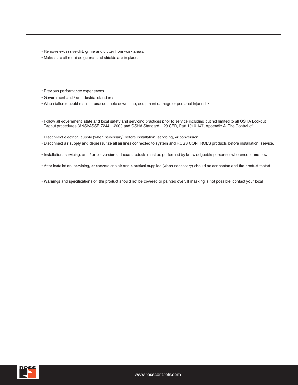 Installation safety guidelines | Ross Controls ROSS MODULAR I User Manual | Page 55 / 56