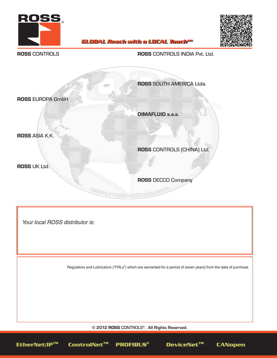 Global contact, warranty, Warranty | Ross Controls ROSS MODULAR I User Manual | Page 56 / 56
