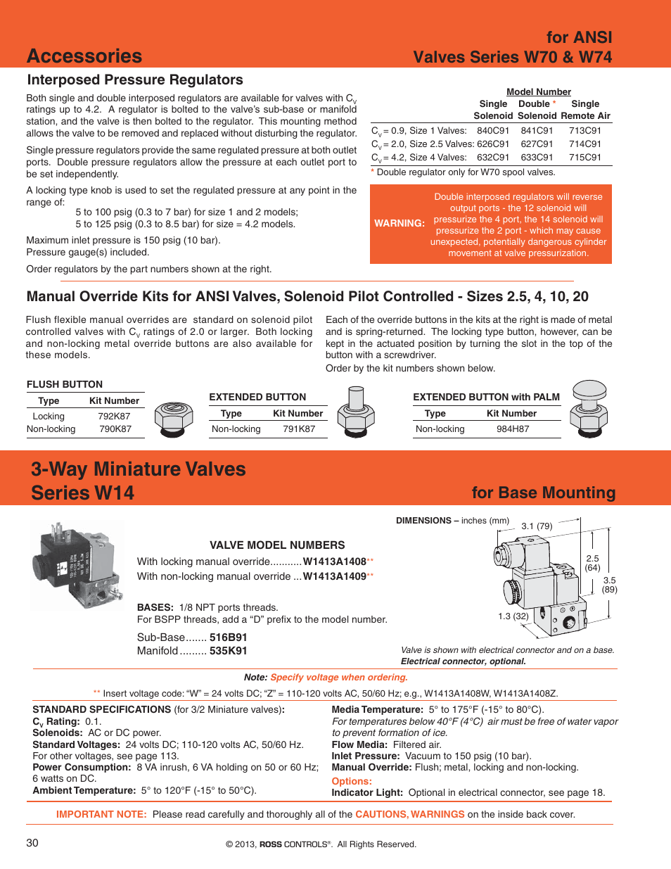Ross Controls SERIES 14 User Manual | 1 page