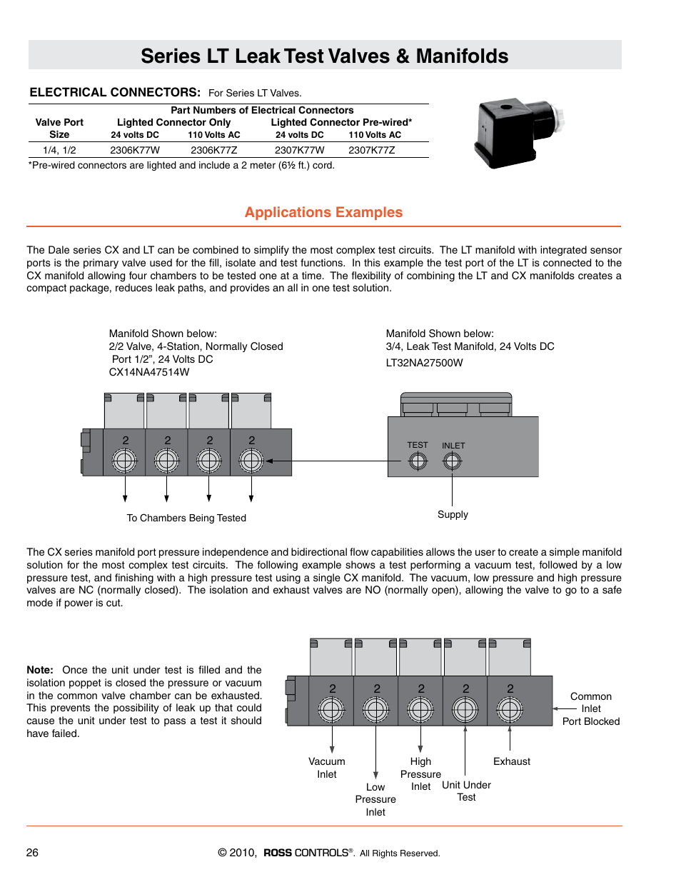 Series lt leak test valves & manifolds, Applications examples | Ross Controls PRECONFIGURED LEAK TEST MANIFOLDS SERIES LT User Manual | Page 3 / 3