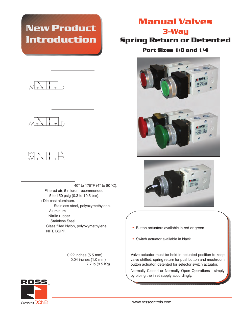 Ross Controls PUSHBUTTON SERIES 12 User Manual | 3 pages