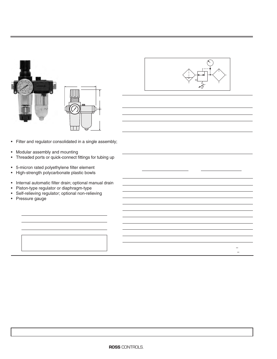 Ross Controls INTEGRATED FILTER_REGULATOR PLUS LUBRICATOR User Manual | 5 pages