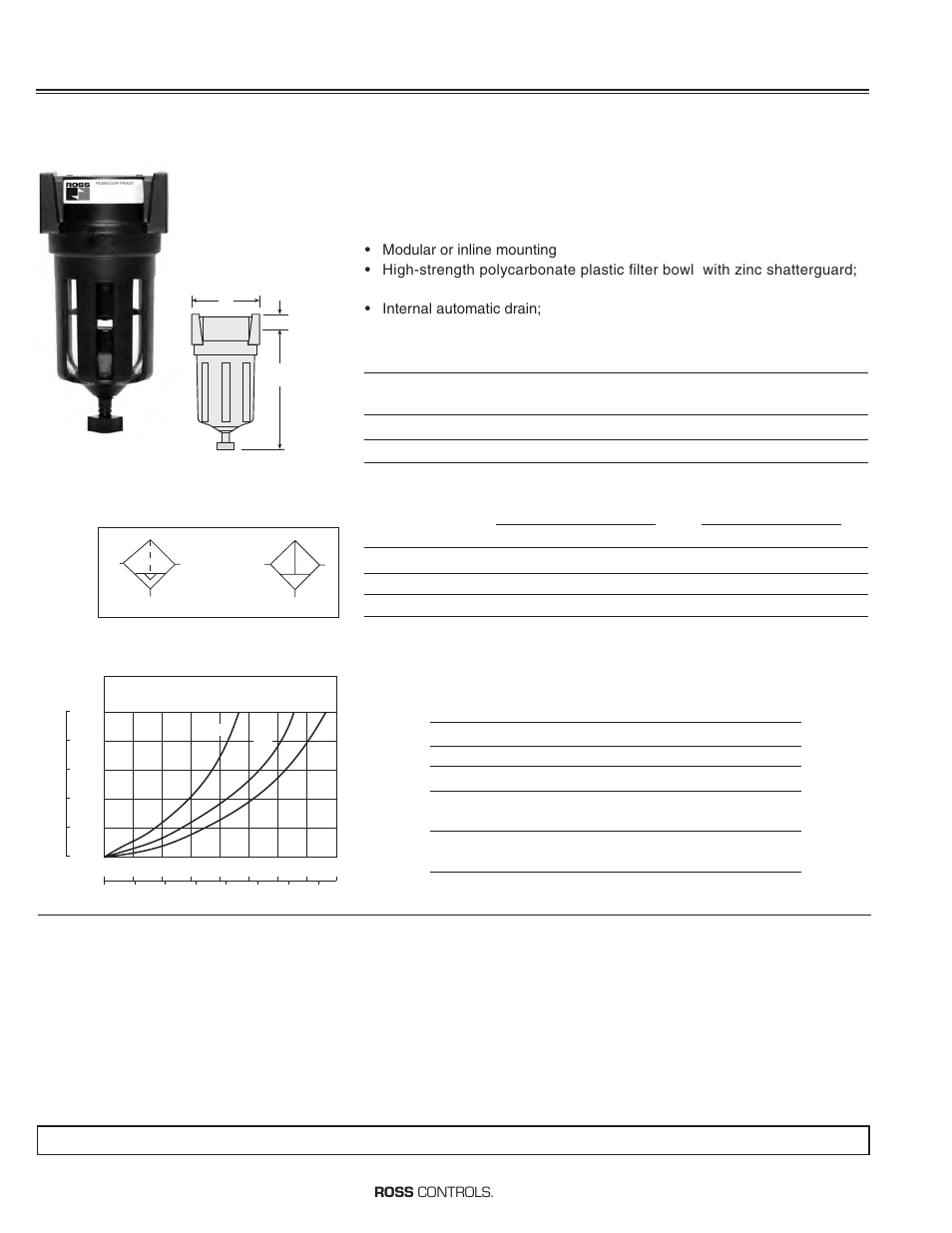 Mid-size filters, Flow to 75 scfm | Ross Controls GENERAL PURPOSE FILTERS User Manual | Page 3 / 8