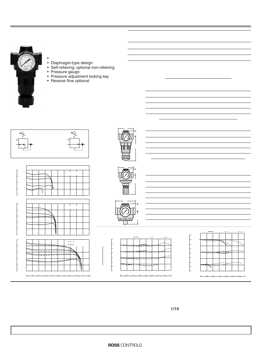 Full-size regulators, Flow to 155 scfm, Ac b | Ross controls | Ross Controls GENERAL PURPOSE REGULATORS User Manual | Page 4 / 6