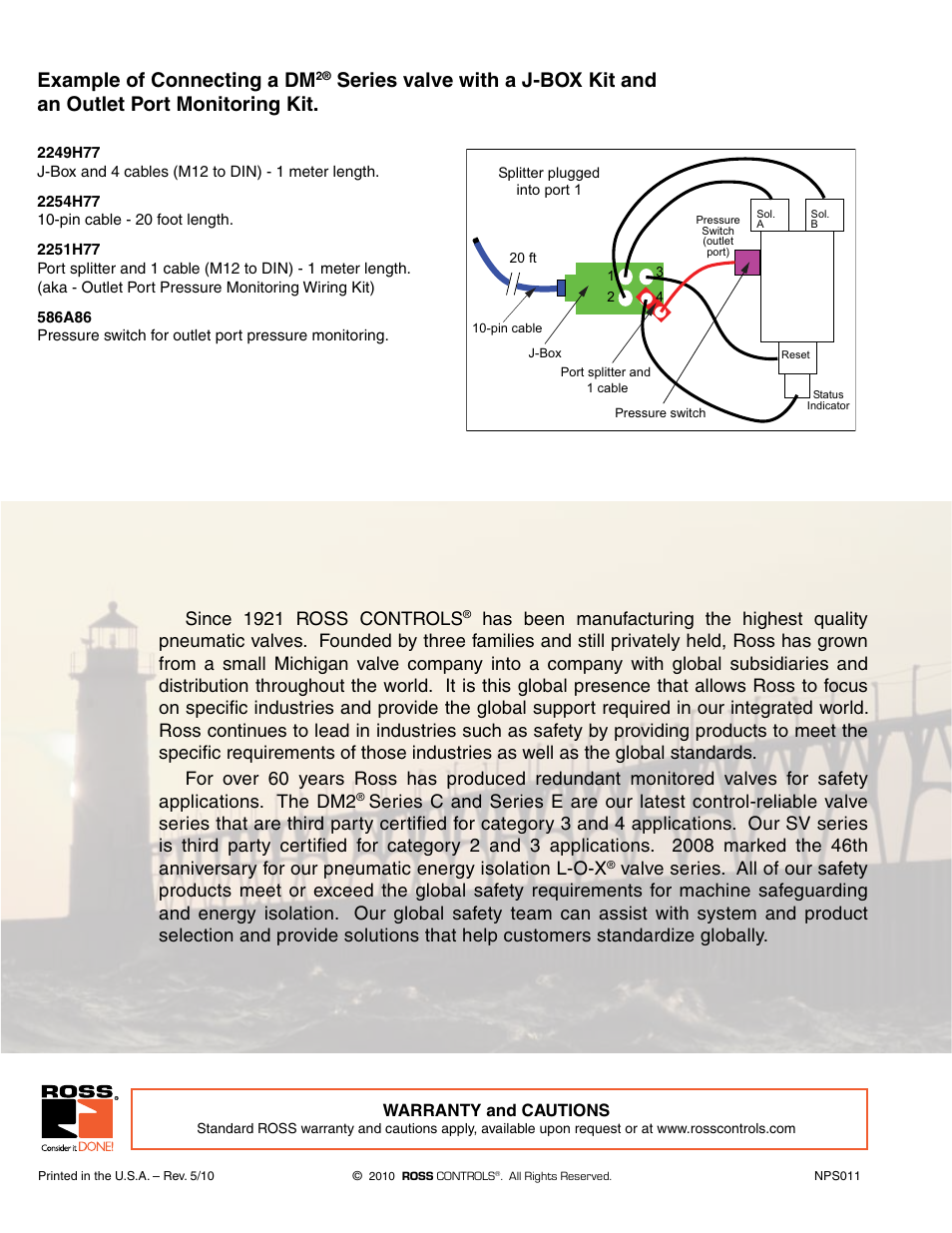 Example of connecting a dm, Since 1921 ross controls, Warranty and cautions | Ross Controls CATEGORY 4 - 3_2 VALVES SERIES DM2 C, E User Manual | Page 17 / 17
