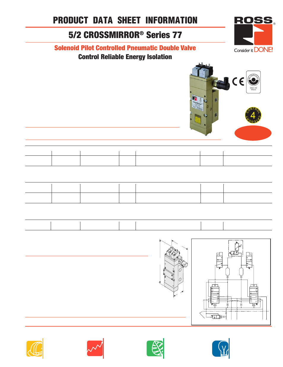 Product data sheet information, 5/2 crossmirror, Series 77 | Environment safety, Technology, Productivity, Ordering information standard specifications | Ross Controls CATEGORY 4 - 5_2 VALVES CROSSMIRROR SERIES 77 User Manual | Page 13 / 16