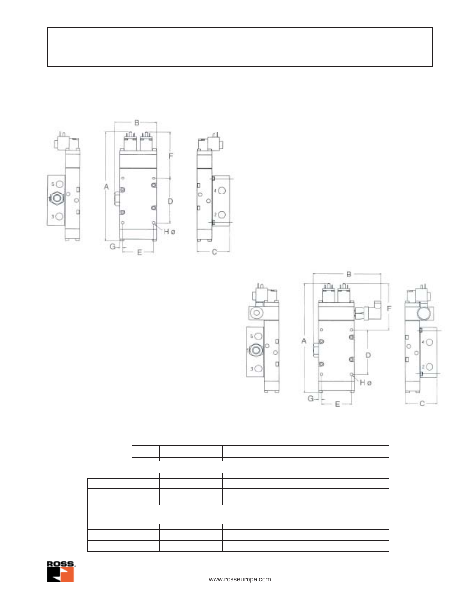 Dimensions, 5/2-way double valves with c, Sensing | Ross Controls CATEGORY 4 - 5_2 VALVES CROSSMIRROR SERIES 77 User Manual | Page 4 / 16
