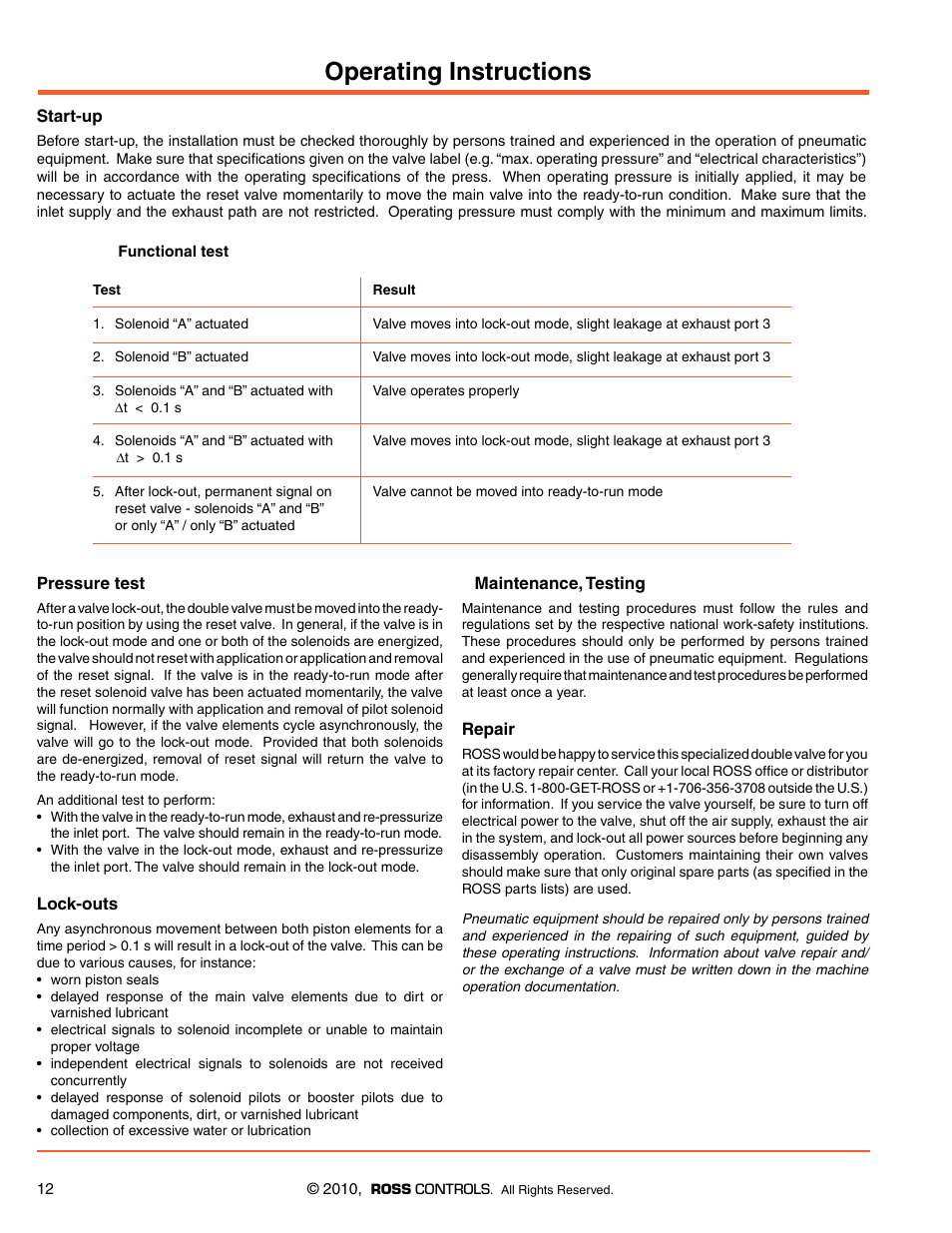 Operating instructions | Ross Controls 3_2 VALVES SERIES DM2 D User Manual | Page 12 / 16