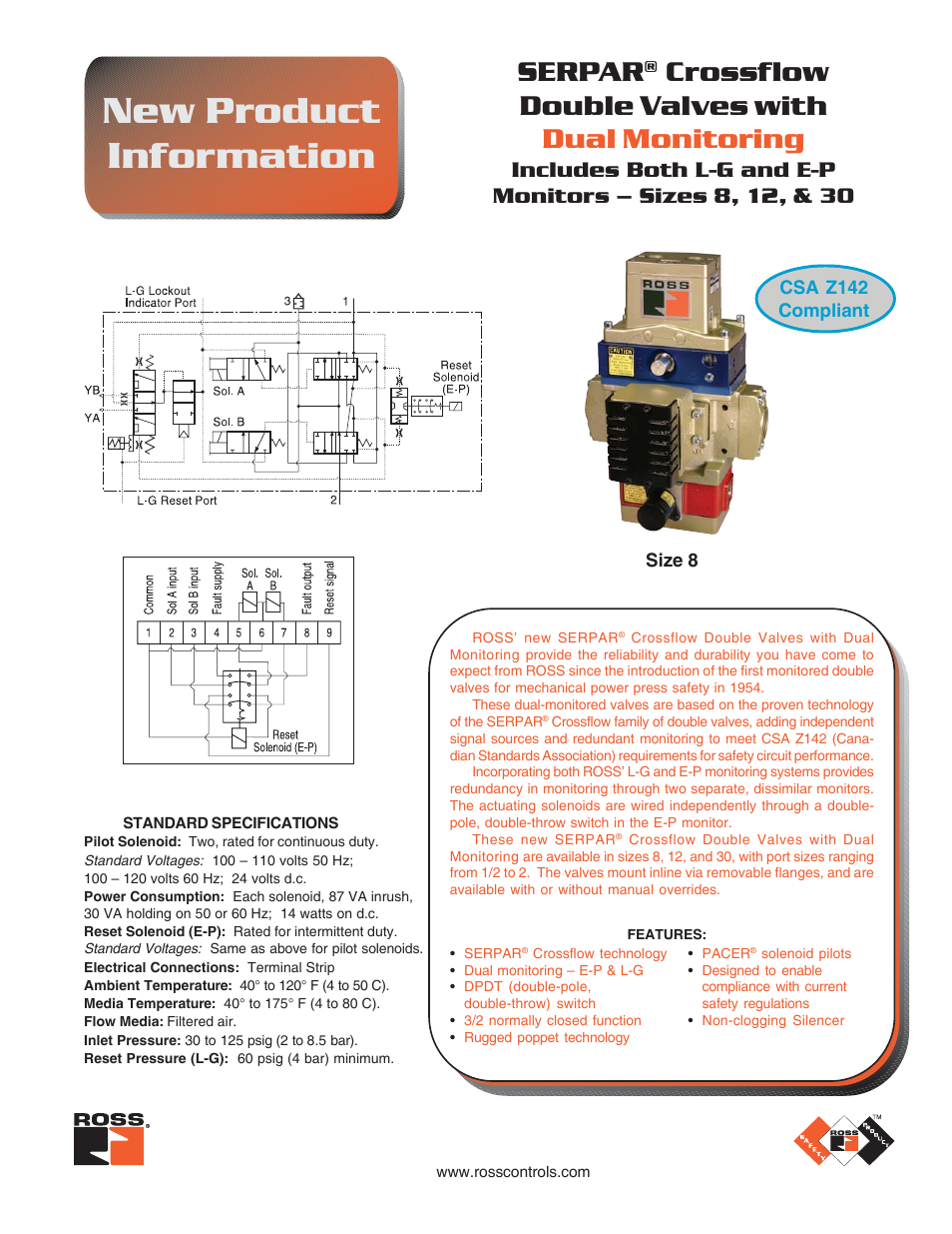 New product information, Serpar, Crossflow double valves with dual monitoring | Ross Controls SERPAR AND CROSSFLOW DOUBLE VALVES SERIES 35 User Manual | Page 21 / 22