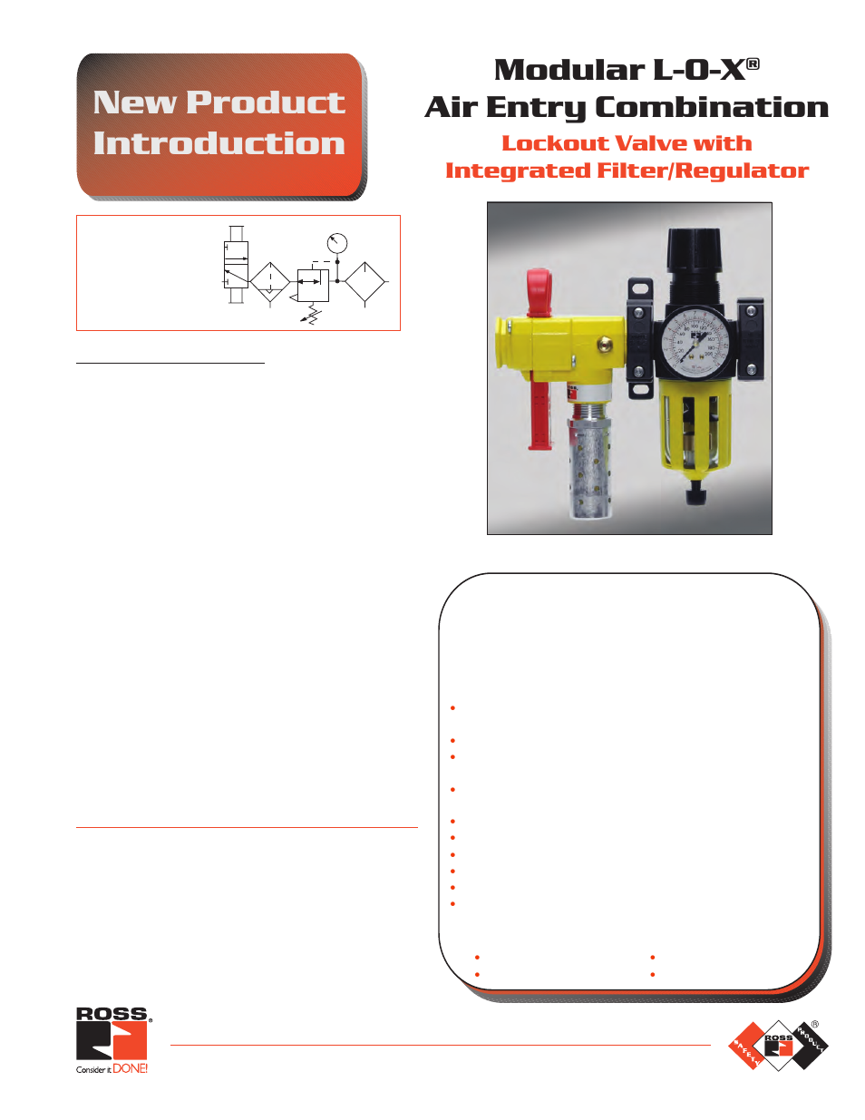 New product introduction, Modular l-o-x, Air entry combination | Lockout valve with integrated filter/regulator | Ross Controls MODULAR WITH INTEGRATED FILTER User Manual | Page 2 / 5