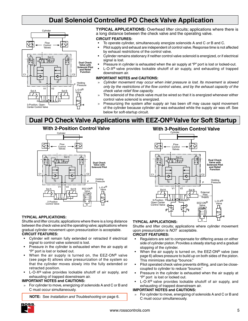 Valve for soft startup, With 2-position control valve, With 3-position control valve | Ross Controls 2_2 WAY WITH PRESSURE RELEASE SERIES 27 User Manual | Page 4 / 5
