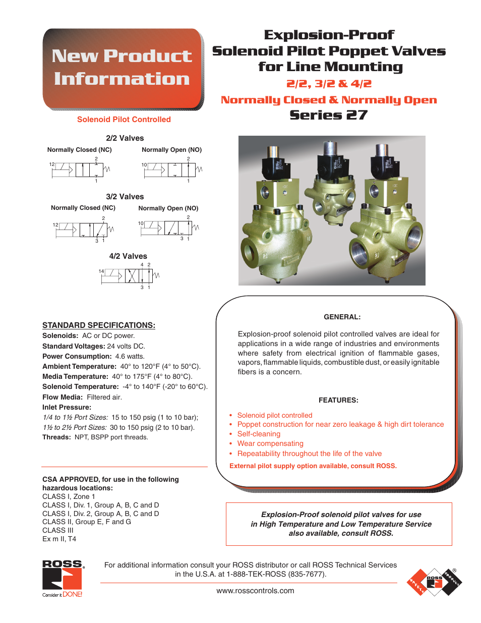 Ross Controls EXPLOSION-PROOF VALVES SERIES 27 User Manual | 4 pages