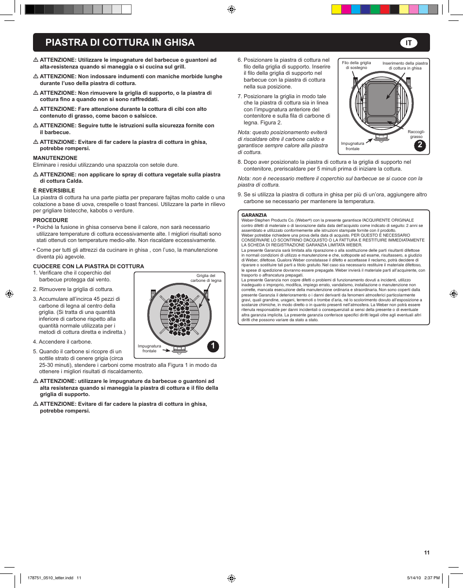 Piastra di cottura in ghisa | weber Gusseisen-Grillplatte User Manual | Page 11 / 24