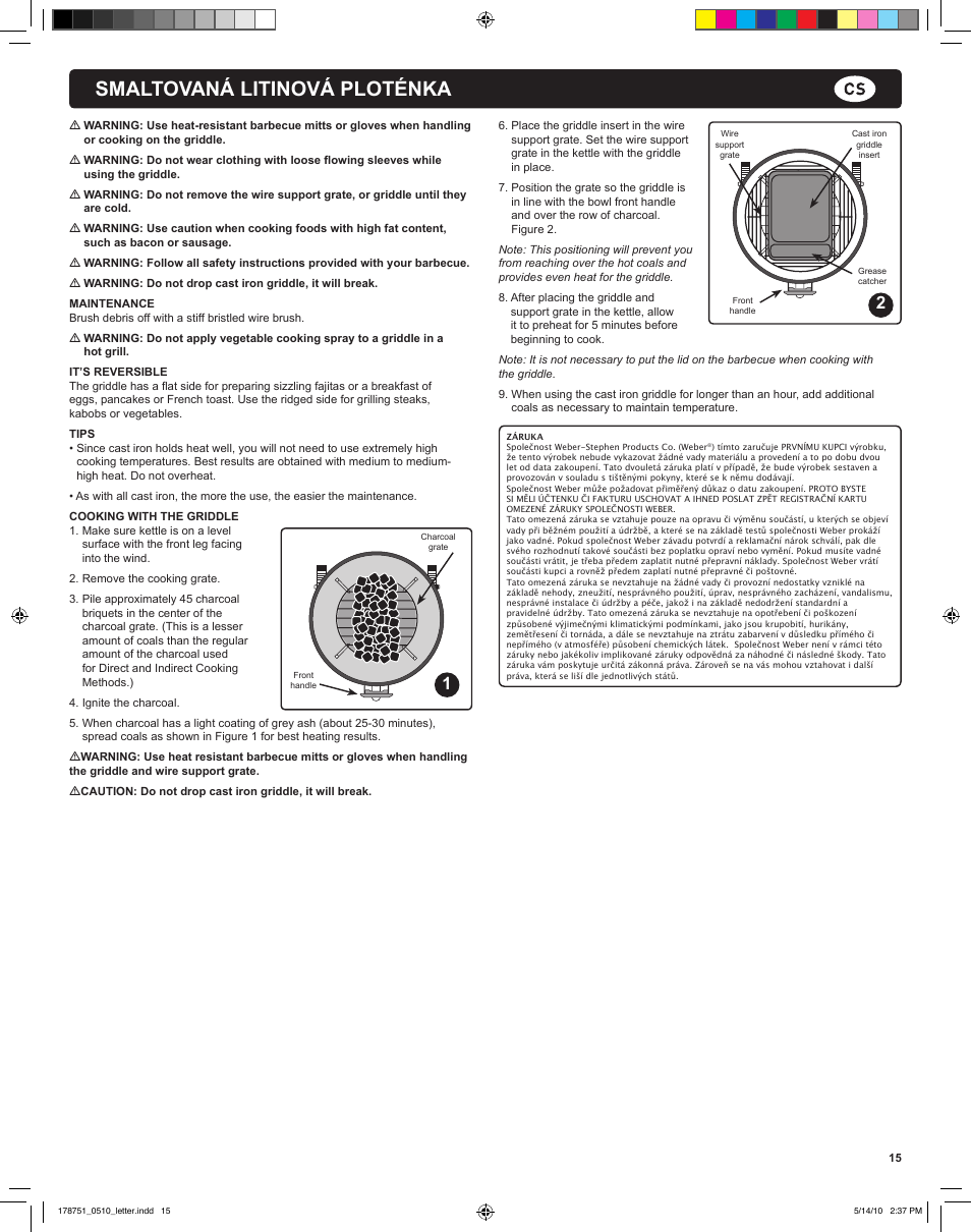 Smaltovaná litinová ploténka | weber Gusseisen-Grillplatte User Manual | Page 15 / 24
