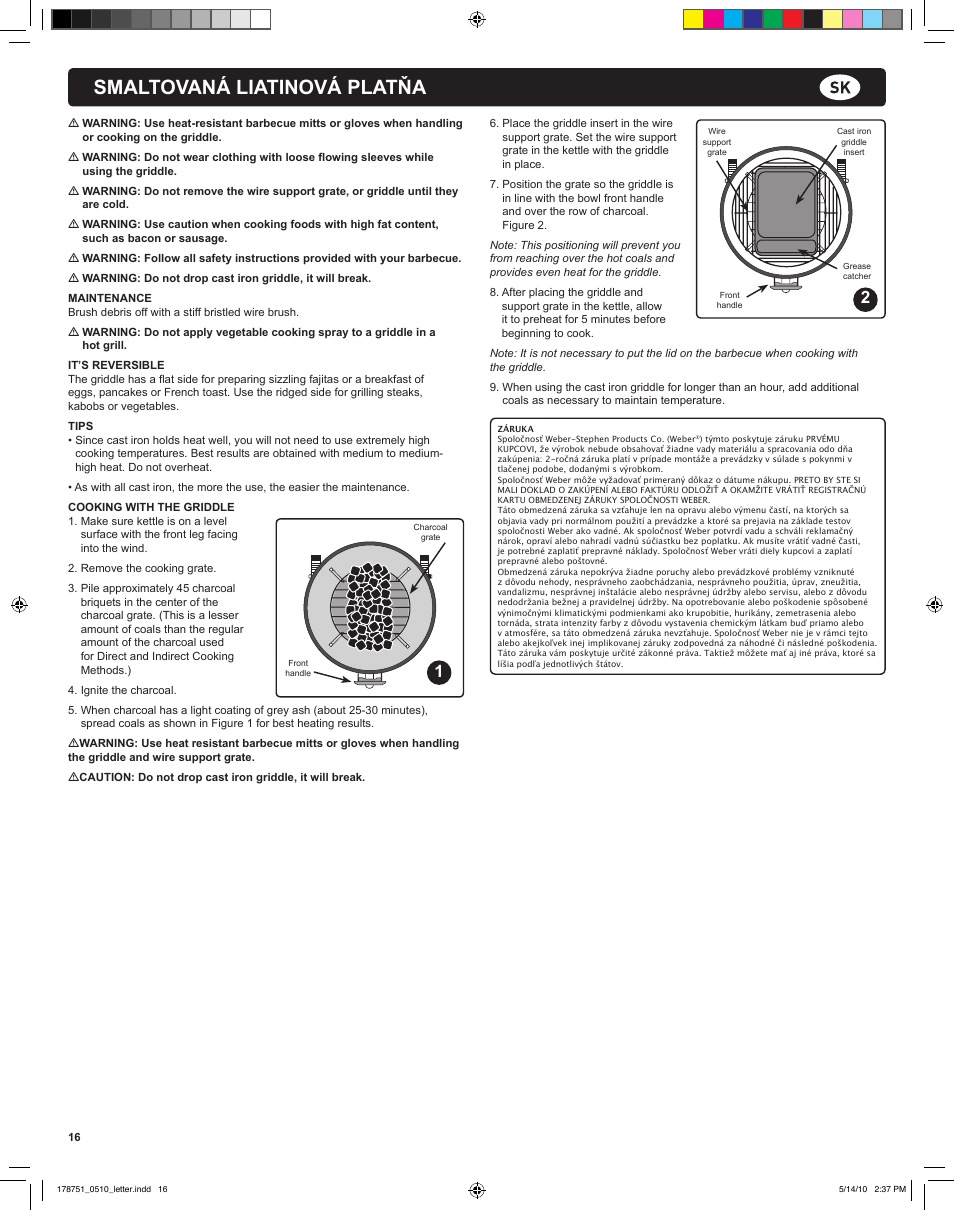Smaltovaná liatinová platňa | weber Gusseisen-Grillplatte User Manual | Page 16 / 24