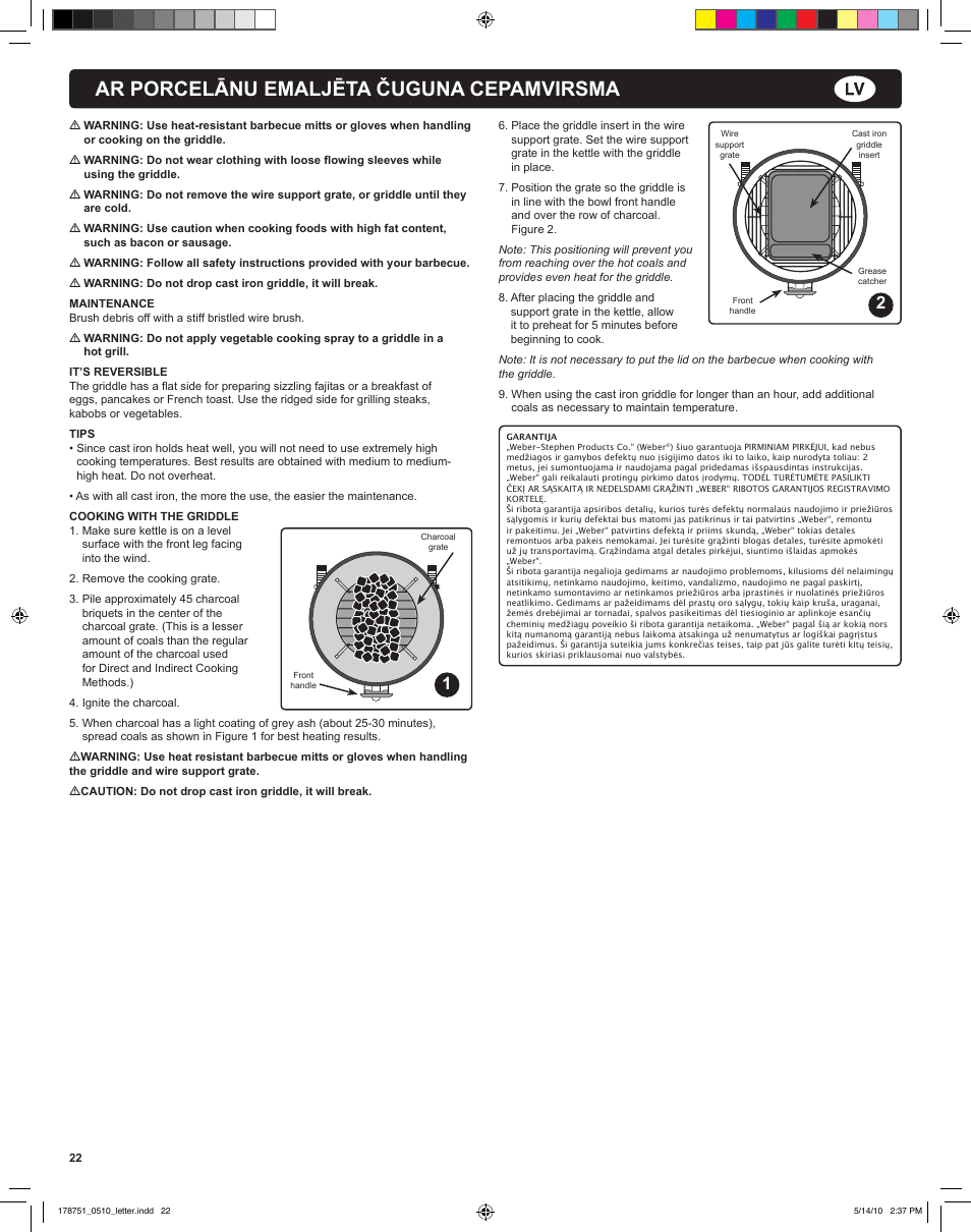 Ar porcelānu emaljēta čuguna cepamvirsma | weber Gusseisen-Grillplatte User Manual | Page 22 / 24