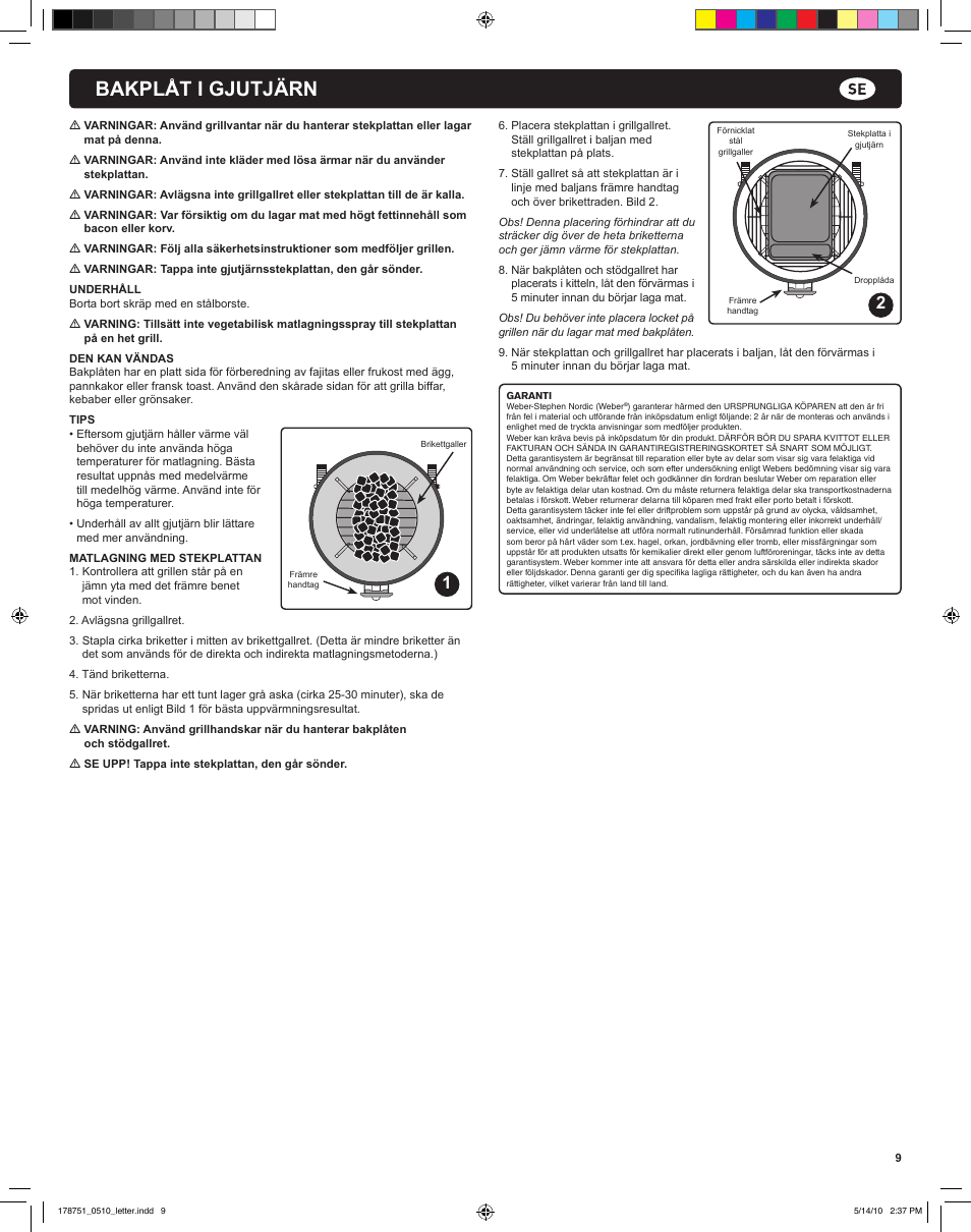 Bakplåt i gjutjärn | weber Gusseisen-Grillplatte User Manual | Page 9 / 24